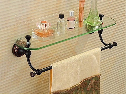 Preisvergleich Produktbild STAZSX Antike Badezimmer Regale Glas Badezimmer Regale Regale Badezimmer Glasböden, schwarze patina