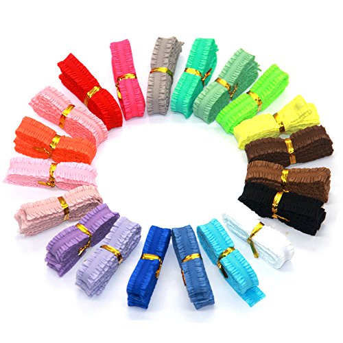 Ewparts 20 Yards * 13mm die Gummilitze Gummibänder Bunte Schnüren Sich Stretch Elastische Schnur Multifunktionsleiste für Mädchen Pferdeschwanzhalter Haar Krawatten Hairbands Nähmaterial 13mm