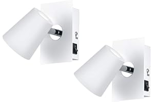 ‎MEINEWUNSCHLEUCHTE Set of 2 Wall Spotlights with Switch Metal White Swivelling Spot