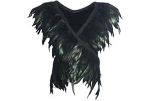 keland Chal de Plumas para Mujer gotico Capa Encogimiento de Hombros alas Negras Disfraz de Halloween malefica Bufanda