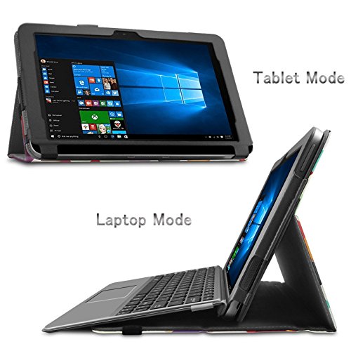 Asus Transformer Mini T102HA Hülle Case -Infiland Slim Fit Folio PU-lederne dünne Kunstleder Schutzhülle Cover Tasche für Asus Transformer Mini T102HA Tablet-PC (mit Auto Schlaf / Wach Funktion, Tablet und Tastatur sind nicht entgehaltet)(Farbige Quadrate) - 4