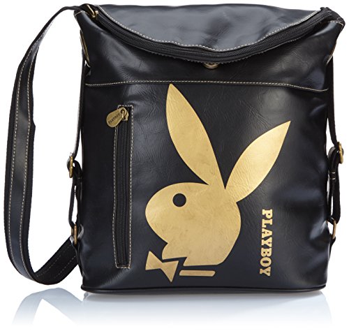 Preisvergleich Produktbild Playboy Rucksack Gold Rucksackhandtasche 10 Liter Schwarz 84306-PB