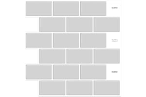 ‎DEWOO DEWOO Wandfliesen zum Abziehen und Aufkleben, selbstklebend, Küchenspritzschutz, Metro-, Subway-Stil, Fliesen, 30,5 x 30,5 cm, Grau, 10 Bögen