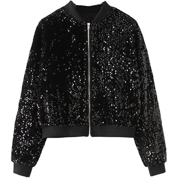 shownicer Blazer Femme Chic Brillant Paillettes Cardigan Blouson Manche Longue Mode Élégant Veste de Tailleur Casual Party Veste De Costume Argent XS