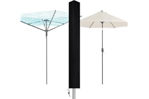 Tawdeez Rotary Washing Line Protective Cover Universal Fit Waterproof with Zip and Drawstring Trunk Protector for Outdoor Clothes Airer Dryer/Garden Parasol(16x16x160cm), Black (WSLC160)