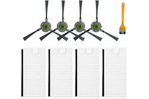 DONKIVVY 9 szt. zestaw filtrów bocznych do odkurzacza robota dla Lefant U180 M210 Pro M201 L3, 4 szczotki boczne, 4 filtry HEPA, 1 szczotka do czyszczenia