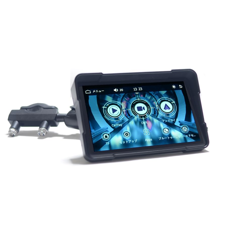 CarPlay Android Auto 5 inch Motorcycle Navigation System, iPhone Android Smartphone, SD Video, Music Playable, Waterproof, Bluetooth Bike, Portable Navigation