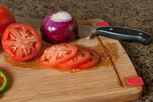 CC Boards Rutschfestes Bambus-Schneidebrett: Hölzernes Küchenbrett mit Griff, Saftrille und rutschfesten Ecken - 5