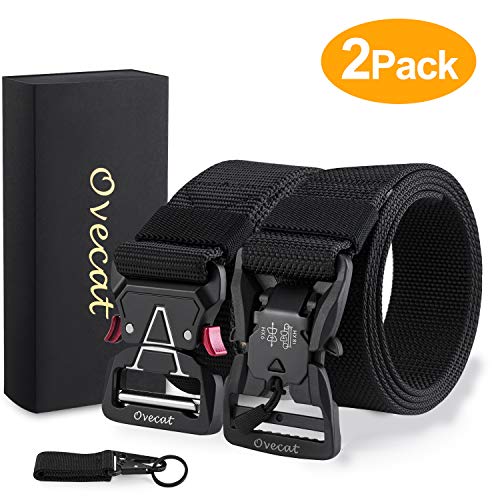 Tactical Belt?1.9"/1.7"/1.5"Quickly Unlock Multifunction Zinc Alloy Buckle Nylon Material Belts (Black-AC)