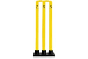 ND Sports Flexi Cricket Stumps - Rubber Base Cricket Wickets | Cricket Set | Junior & Senior Stumps | Springback Plastic Cricket Stumps Cricket Equipment Red Yellow