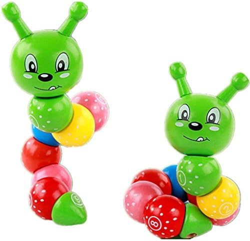 Missfly Wooden Multicolor Magical Twisting Insect Toys Baby Stacking Building Toy Training Educational Puzzle