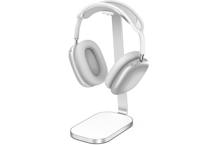 VICHYIE Headphone Stand for AirPods Max, Headset Holder with Aluminum Supporting Rod, Heavy Base Desk Stand Headphones Support Accessory for All Headphones - White