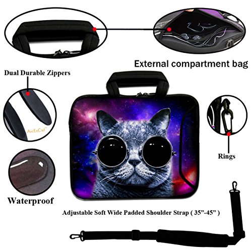 DCCN 17 Zoll / 17,3 Zoll Laptoptasche Neopren Notebooktasche mit Zubehörfach und Schultergurt - 3