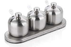 LOYUYU Sus304 Scatola di Condimento dell'Acciaio Inossidabile, Pentole di Spezie dello Scaffale di Condimento, Barattoli di Condimento del Contenitore di Stoccaggio 304 Argento