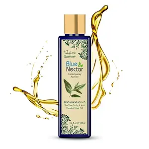 Blue Nectar Ayurvedic Anti Dandruff Hair Oil with Tea tree oil for Dandruff-Free Itchy & Dry Scalp