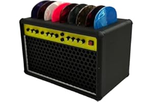 smatcamp Gitarrenplektren-Halter, Lautsprecher-Gitarrenplektren-Box mit 9 Fächern, Aufbewahrungsbehälter für Gitarrenspieler, Gitarrenplektren, Organizer, Ornamente, Geschenk, Schwarz, Schwarz