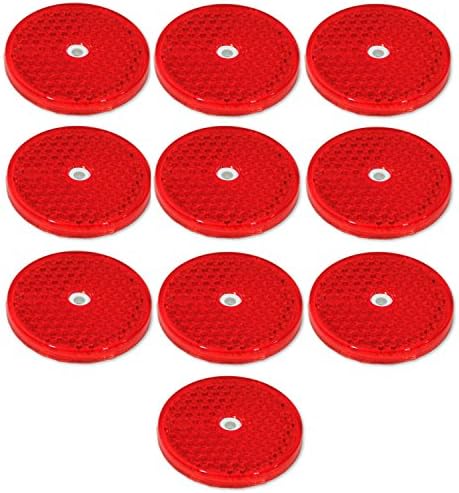 Clear Round Front Reflector Red Pack of 10 for Trailers Fence Gate Posts
