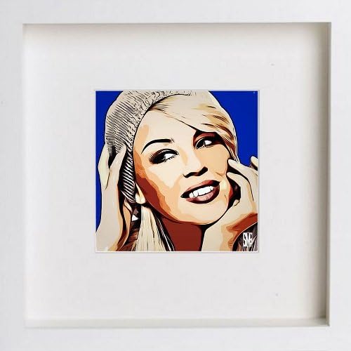 L Lumartos White Square Picture Frame - Home Décor - Wall Art - Hanging Photo Frames - Print of Kylie Minogue with Contemporary White Frame 23x23cm 93