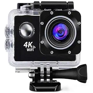 4K Touch Screen Action Camera with EIS Adjustable View Angle 40m Waterproof Underwater Camera Remote Control WiFi Sports Camera with Helmet Accessories Kit