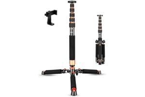 Koolehaoda Cámara Monopie de Aluminio con Base de trípode de Metal 6 Secciones 46-177 cm Ajustable, diámetro de la Pierna Φ28 mm, Carga hasta 6 kg