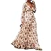 Produktbild Kleider Damen Dasongff Frauen Retro Kleider Print Floral V-Ausschnitt Langarm Blumen Aufdruck Sommer Strandkleid Maxikleid Abendkleid Partykleid (S, Weiß)