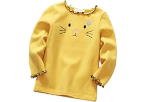 DEBAIJIA Bambino Neonata Camicia Bluse Camicette Ragazza Maniche Lunghe Magliette Carino Mantieni Tops T-Shirt Caldo Ricamo di Cotone Morbido Accogliente Pullover Vestiti per 1-4 Anni