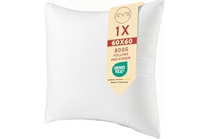 ‎EVE TEXTILE GMBH EVE Textile® Kissen 60x60 cm Kopfkissen Öko-Tex 100 Füllkissen Innenkissen; Dekokissen Sofakissen Kisseninlett, Allergiker Bettkissen, Schlafkissen Atmungsaktiv, 60° Waschbar, Reißverschluss
