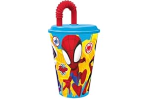 ILS I LOVE SHOPPING SPIDERMAN Sportbecher mit Trinkhalm 430 ml für Kinder aus Kunststoff Spidey & Friends