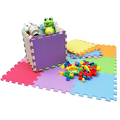 Preisvergleich Produktbild Schaumstoff Puzzlematte- 18-teilig Spielmatte 26 x 26cm Mehrfarbiges Puzzlespiel Bodenmatte Spielmatte von Kurtzy- zusammensteckbare Baby Spielmatte- Ideal für Yoga, Sportübungen, oder als Spielunterlage (sicher& weich)