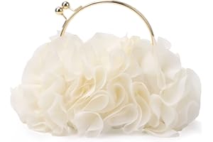 Jywmsc Kopertówka Kwiatowa Damska Torba Wieczorowa z Kwiatowym Satyną Torebka Taniec na imprezę, Biały