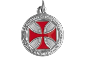 Gemelolandia | Pendentif Croix Templier Non Nobis, Domine, Non Nobis, Sed Nomini Tuo Da Gloriam 22 mm | Collier Casual Pour Homme et Femme