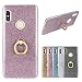 Produktbild Misstars Hülle für Xiaomi Redmi Note 6 / Note 6 Pro, Ultra Dünn Transparent Weiche TPU Silikon + Glitzer Lila Papier Hybrid 2 in 1 Design Bling Schutzhülle mit Ring Ständer