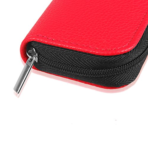 Fintie Apple Pencil Hülle – Premium Kunstleder Schutzhülle Etui Tasche Sleeve Pouch mit integriertem Ablagefach und Halter für Apple iPad Pro Pencil, kompatibel mit Samsung Tab S3 S Pen, Rot - 3