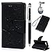 Produktbild Sony Xperia X Compact Hülle,KASOS Sony Xperia X Compact Case Bunt Gemalt Book Type PU Leder +TPU Innere Tasche Brieftasche Etui und Magnetverschluss Ledertasche Schutzhülle Cover Handyhülle,Schmetterling schwarz+ Stöpsel Staubschutz + Eingabestift