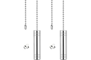 PLCatis Light Pull Cord 2PCS Bathroom Light Pull Cord Handle Easy to Install 89cm Adjustable Stainless Steel Beads Pull Chain Decorative Accent Pull Switch Handle for Celling Fans Light Fixtures