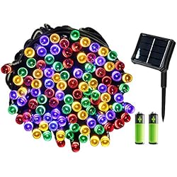 Yasolote 22M Guirnalda de Luces con Doble Alimentaciones Luces de Energía Solar y de Baterías 8 Modos 200 LED para Patio, Terraza, Jardín, Balcón, Boda, Fiesta, Navidad (Colores)
