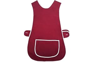 Stylo Online Ladies Womens Tabard Home Work Kitchen Cleaning Chef Catering Cleaners Workwear Poly Cotton Overall Tabbard Apron (Plain Burgundy,WX)