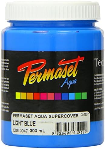 Permaset Aqua Standard 300ml Light Blue - Screen Printing Ink for Fabric - Ideal Screen Printing Kit for Home Office, Starter Kit, Fabric Paint, Screen Printer and Other Fabric Ink