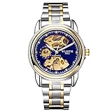 PRTQI Men ' S 30m Life Waterproof Sport Clock Fully Autominery Hollow Luminous Uhren Men Date Business Mechanical Wristwatch Holiday Present,2