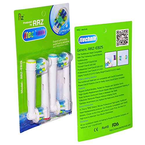 EB25 Floss Action Aufsteckbürsten für elektrischen Oral-B Zahnbürsten,Ersatz für Oral-B Tiefenreinigung Aufsteckbürsten,Voll kompatibel mit Oral-B Vitality,Professional Care und anderen Elektrischen Zahnbürsten,4er pack,Ersatzzahnbürsten von ITECHNIK - 5