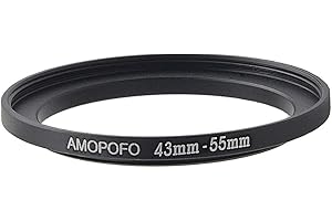 AMOPOFO Anillo adaptador de filtro metálico de 43 a 52 mm, anillo adaptador de filtro Step Up de 43 a 52 mm de objetivo de cámara con rosca de filtro de 43 mm en anillo de filtro de 52 mm. 43mm bis 55mm