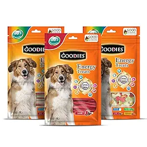 Goodies Dog Energy Treats Combo - Goodies Energy Treats Lamb , Mix Stick , Cut Bone 125g Sold by DogsNCats