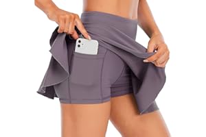 YoYogini Womens Tennis Golf Skort Sports Skirt Built in Shorts Pleated Running Athletic Skort with Pockets