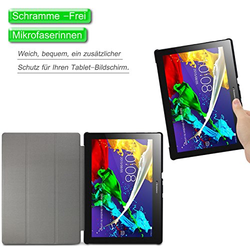 Infiland Lenovo Tab 2 A10-70 / Tab 2 A10-70L / Tab 2 A10-70F / Tab 2 A10-30F / Tab 2 A10-30L / Tab 3 10 Business/ Tab3 10 Plus Hülle Case, Ultra Dünn Tri-Fold Smart-Muschel PU Leder Schutzhülle für Lenovo Tab 2 A10-70 / Tab 2 A10-30 / Tab 3 10 Business/ Tab3 10 Plus 10,1 Zoll Tablet (mit Auto Schlaf / Wach Funktion)(Rot) - 4