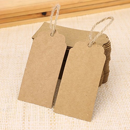 100 braune Kraft Papieranhänger Geschenk Preis Party Hochzeit Etiketten [version:x8.3] by DELIAWINTERFEL - 4