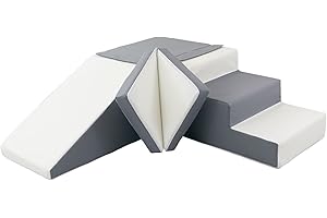 Velinda Set de 4 Blocs en Mousse pour Le Jeu, crèches, écoles maternelles, Jouets (Couleur: Blanc,Gris)