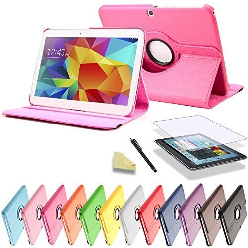 SVS 3in1 SET 360° Tab4 10.1 Schutzhülle + Folie + Pen Samsung Galaxy Tab 4 SM-T530 / T531 / T535 Tasche Etui (Pink)