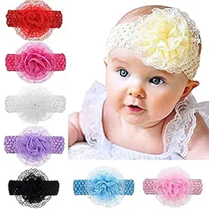 Jimit Baby Girls Bow Flower Headband for Baby Girls (Multicolor, Pack of 4)