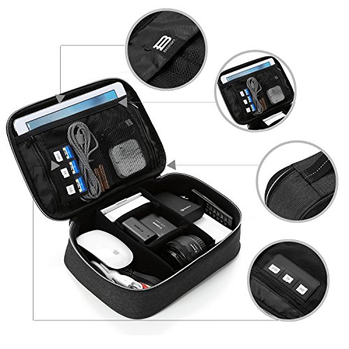 BAGSMART Universaltasche Eletronik Organizer für Kabel, Externe Festplate, ipad mini, Objektive Schwarz - 3