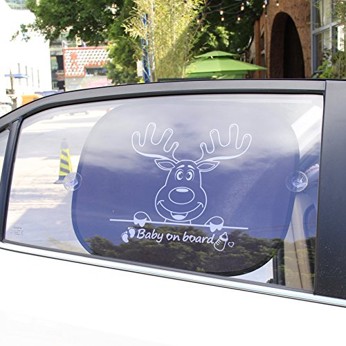 BAYTTER® 2 Stück Auto Baby Sonnenschutz + Sonnenblende Babyaufkleber mit „Baby on Board“ Sonnenschutzblende für Baby mit Saugnäpfen Anti-UV Schutz - 6
